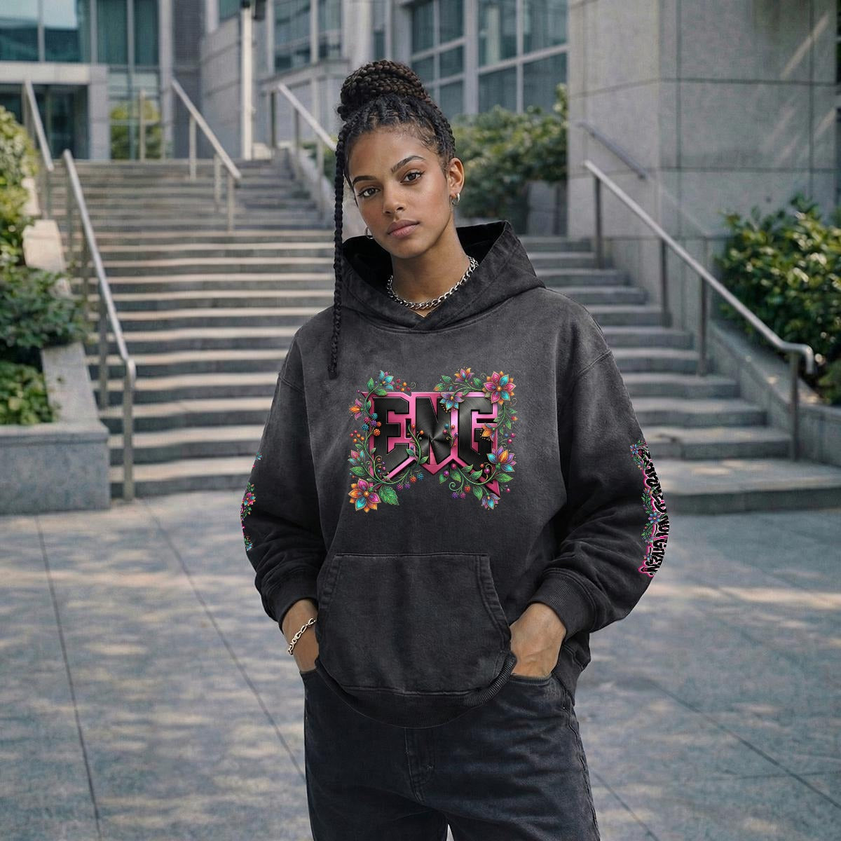 ENG Floral Washed Hoodie