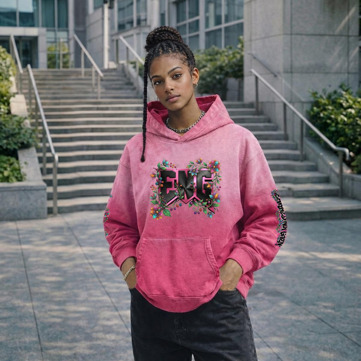 ENG Floral Washed Hoodie
